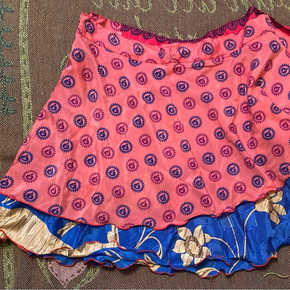 Silk wraparound reversible skirt!
